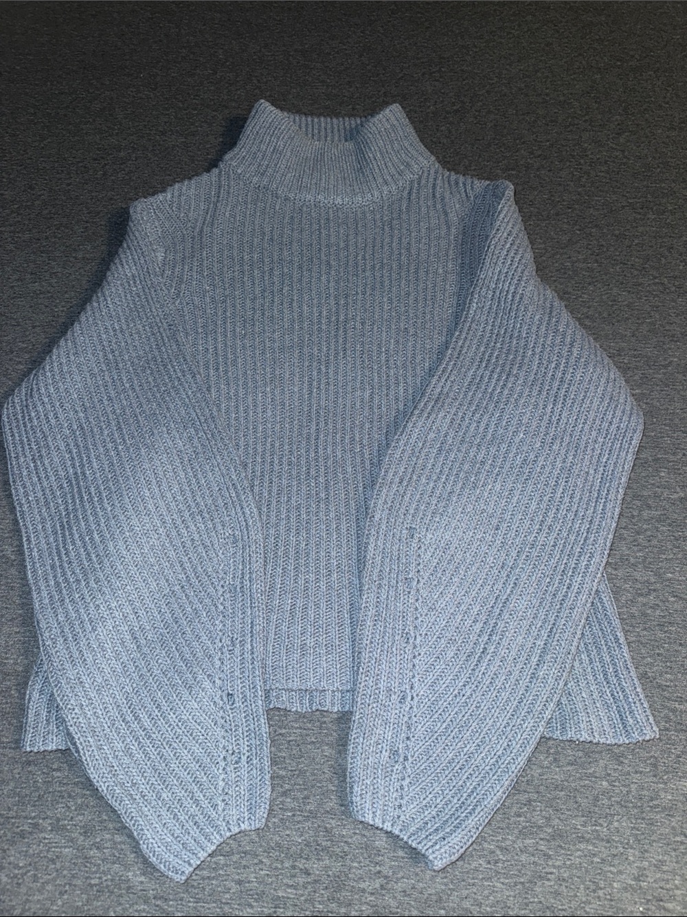 FAVLUX Light Blue Ribbed Turtleneck Sweater